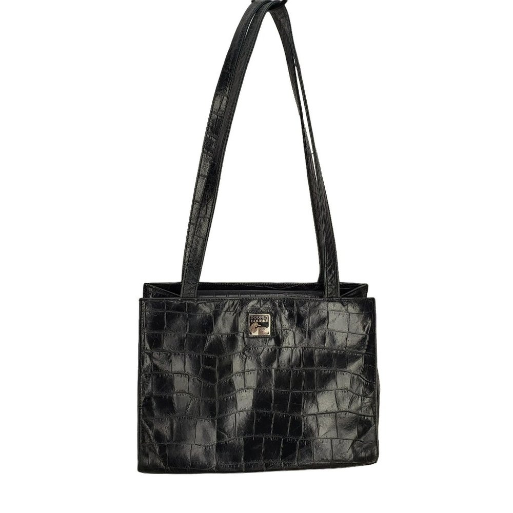 Dooney‎ & Bourke Black Embossed Croc Shoulder Bag